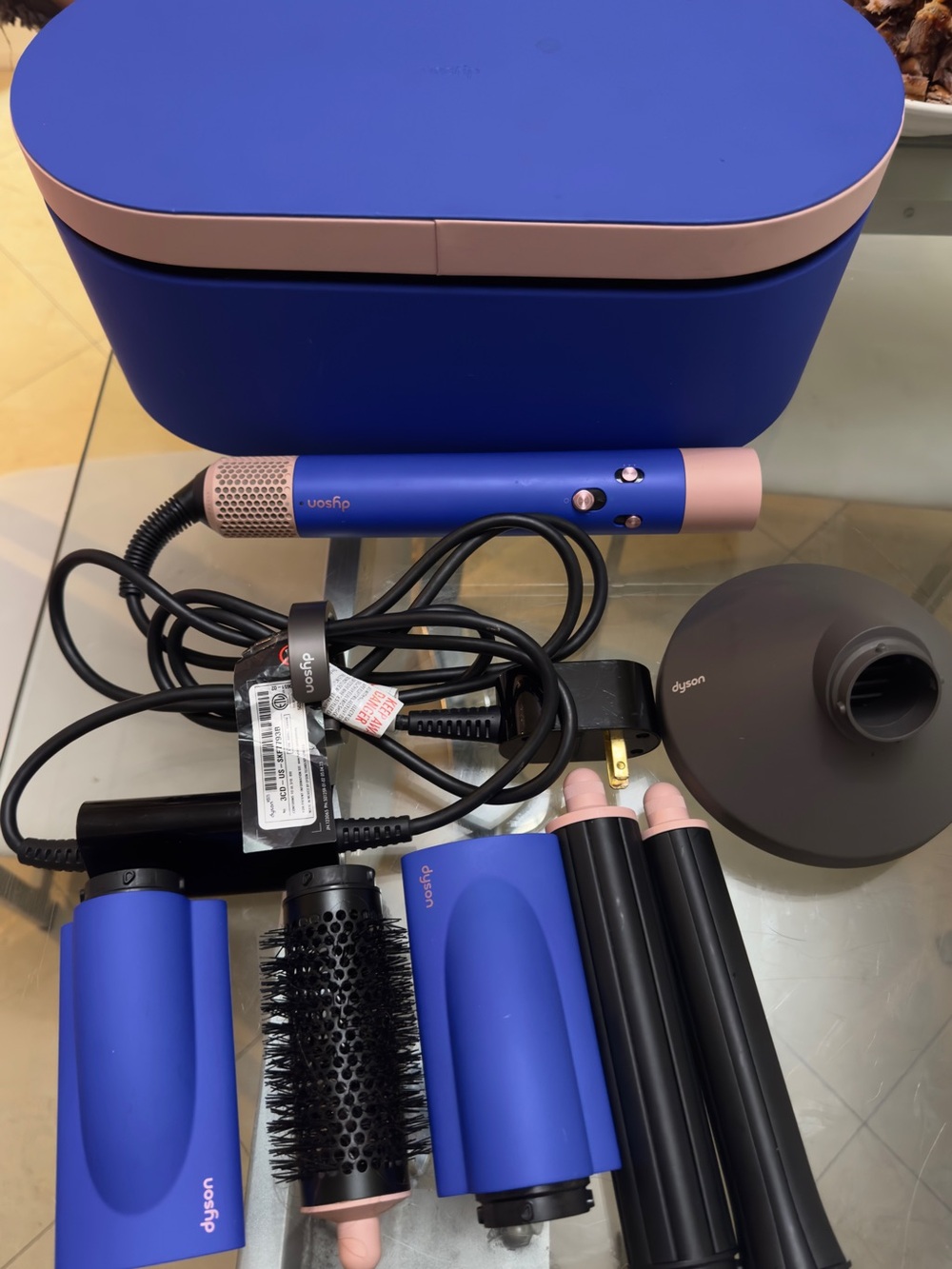 Dyson styling set in cobalt blue and soft pink